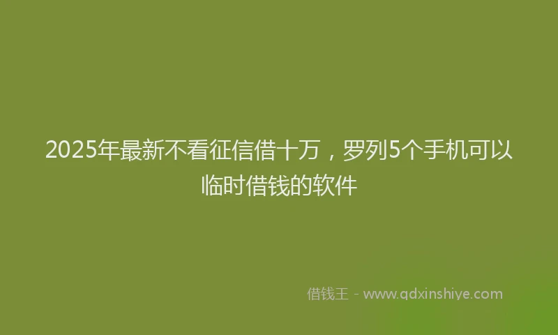 2025年最新不看征信借十万，罗列5个手机可以临时借钱的软件