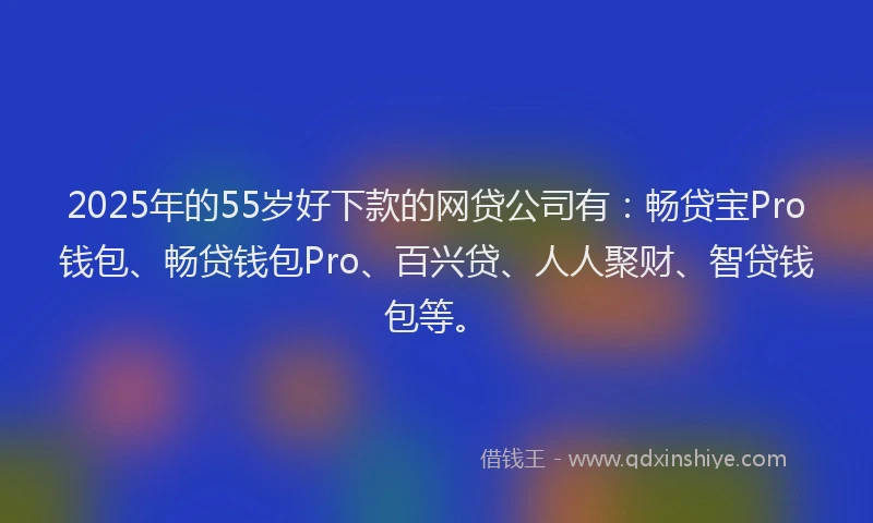 2025年的55岁好下款的网贷公司有：畅贷宝Pro钱包、畅贷钱包Pro、百兴贷、人人聚财、智贷钱包等。