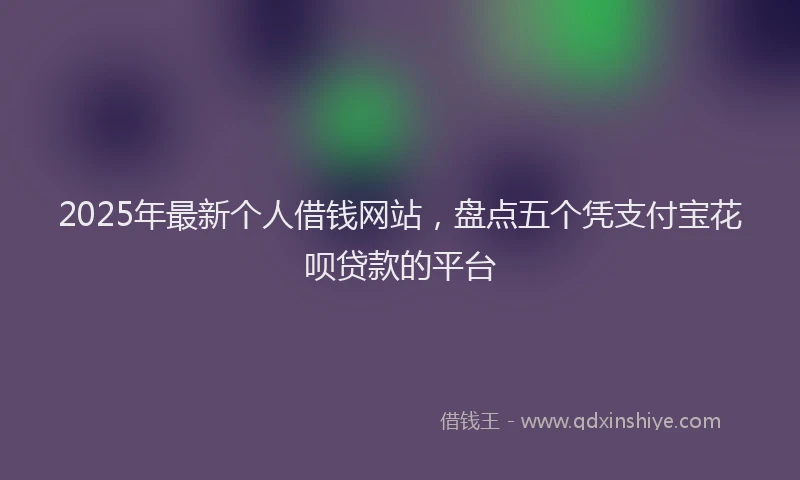 2025年最新个人借钱网站，盘点五个凭支付宝花呗贷款的平台