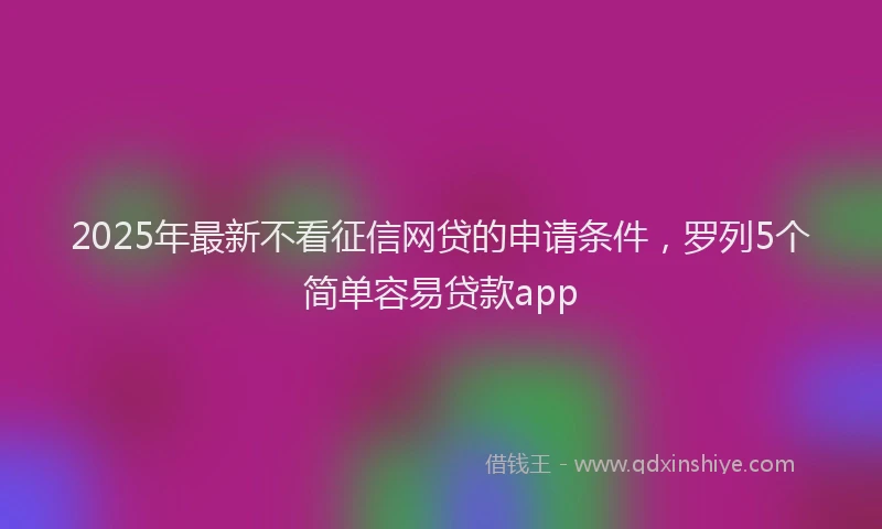 2025年最新不看征信网贷的申请条件，罗列5个简单容易贷款app