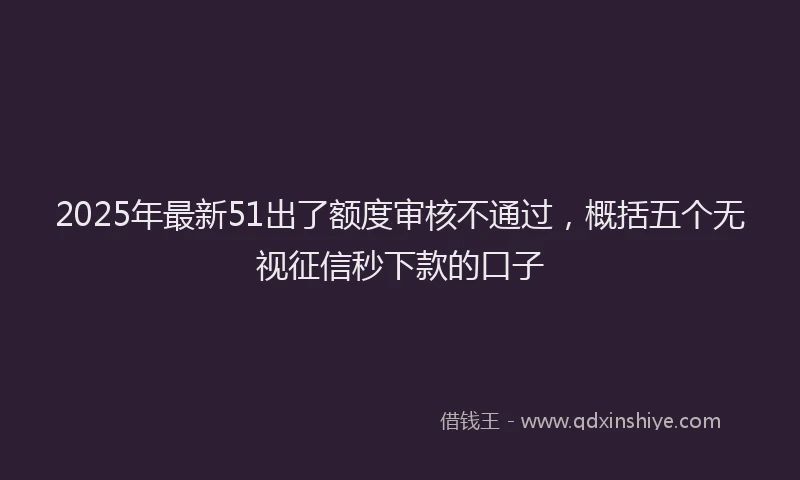 2025年最新51出了额度审核不通过，概括五个无视征信秒下款的口子