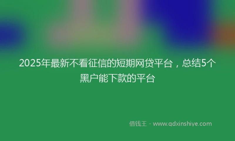 2025年最新不看征信的短期网贷平台，总结5个黑户能下款的平台