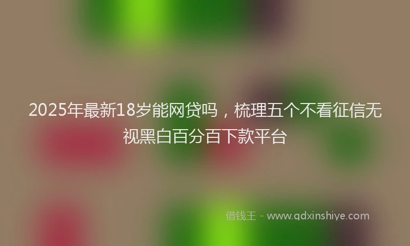 2025年最新18岁能网贷吗，梳理五个不看征信无视黑白百分百下款平台