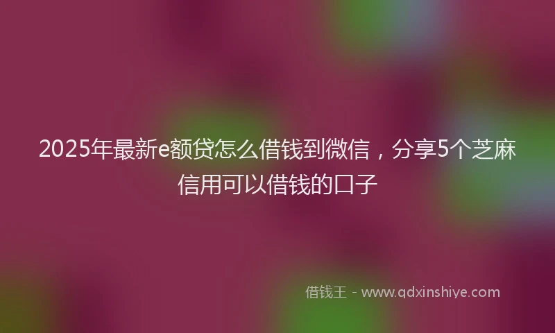 2025年最新e额贷怎么借钱到微信，分享5个芝麻信用可以借钱的口子