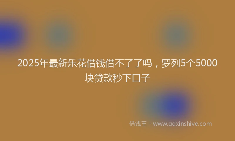 2025年最新乐花借钱借不了了吗，罗列5个5000块贷款秒下口子