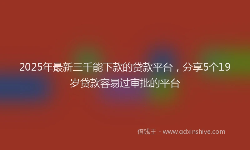 2025年最新三千能下款的贷款平台，分享5个19岁贷款容易过审批的平台