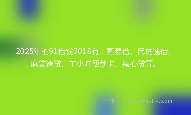 2025年的91借钱2018有：甄易借、民贷速借、麻袋速贷、羊小咩便荔卡、臻心贷等。