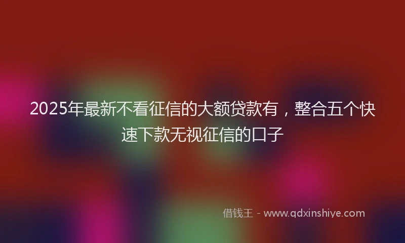 2025年最新不看征信的大额贷款有，整合五个快速下款无视征信的口子