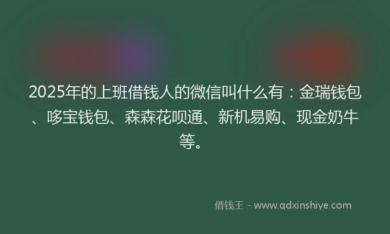 2025年的上班借钱人的微信叫什么有：金瑞钱包、哆宝钱包、森森花呗通、新机易购、现金奶牛等。