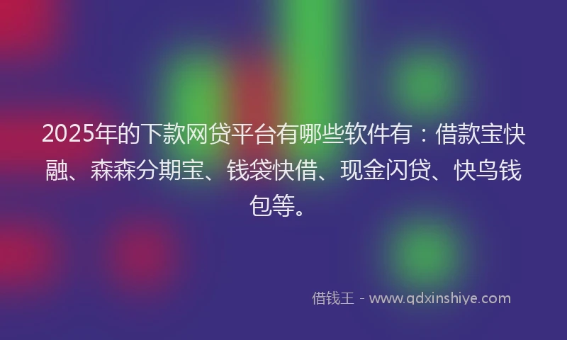 2025年的下款网贷平台有哪些软件有：借款宝快融、森森分期宝、钱袋快借、现金闪贷、快鸟钱包等。