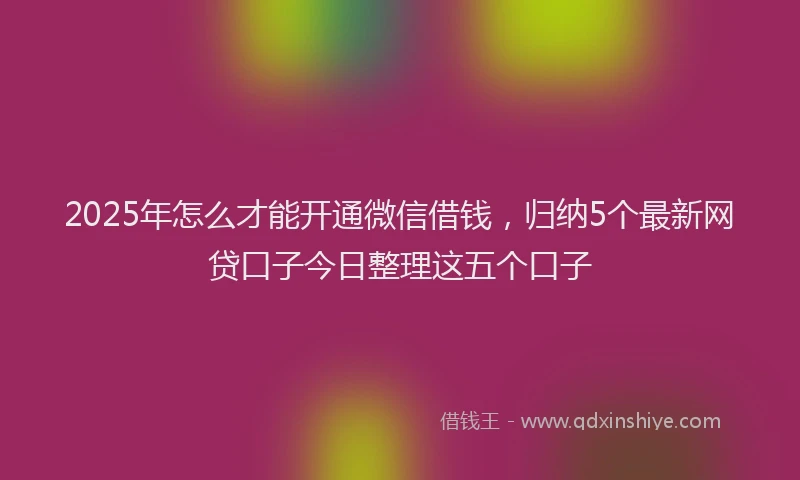 2025年怎么才能开通微信借钱，归纳5个最新网贷口子今日整理这五个口子