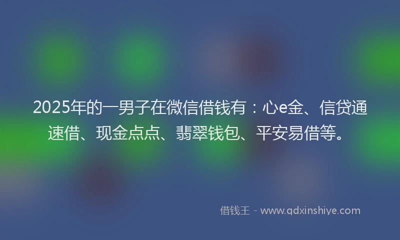 2025年的一男子在微信借钱有：心e金、信贷通速借、现金点点、翡翠钱包、平安易借等。