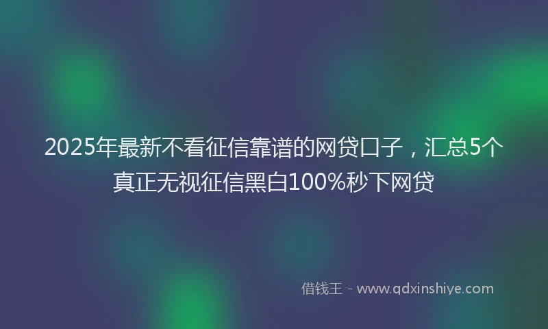 2025年最新不看征信靠谱的网贷口子，汇总5个真正无视征信黑白100%秒下网贷