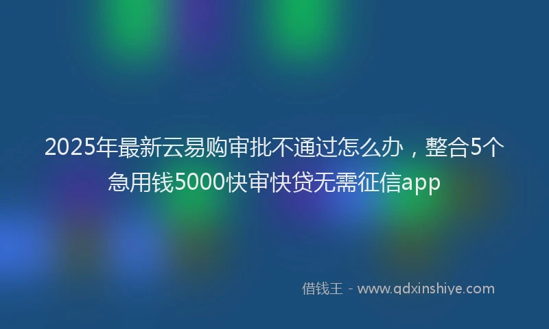 2025年最新云易购审批不通过怎么办，整合5个急用钱5000快审快贷无需征信app