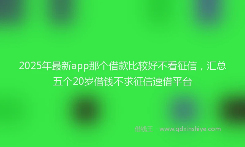 2025年最新app那个借款比较好不看征信，汇总五个20岁借钱不求征信速借平台
