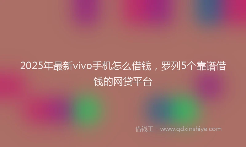 2025年最新vivo手机怎么借钱，罗列5个靠谱借钱的网贷平台