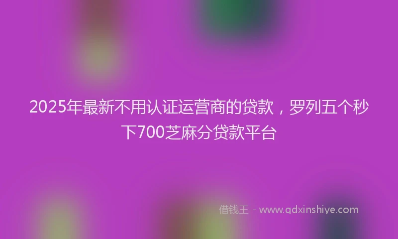 2025年最新不用认证运营商的贷款，罗列五个秒下700芝麻分贷款平台