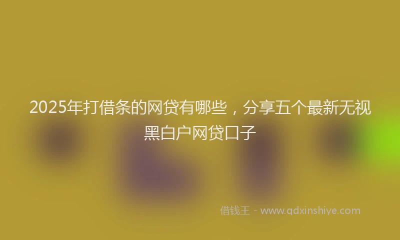2025年打借条的网贷有哪些，分享五个最新无视黑白户网贷口子