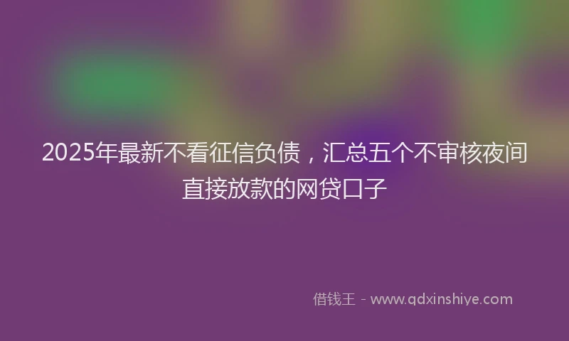 2025年最新不看征信负债，汇总五个不审核夜间直接放款的网贷口子