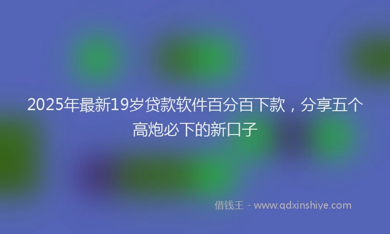 2025年最新19岁贷款软件百分百下款，分享五个高炮必下的新口子
