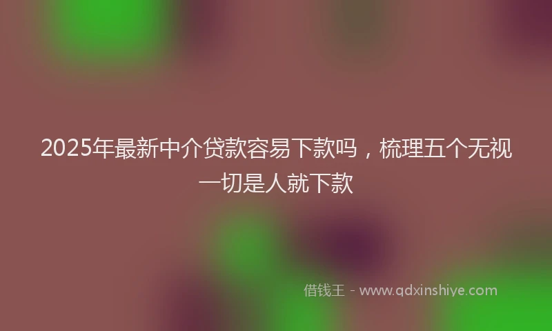 2025年最新中介贷款容易下款吗，梳理五个无视一切是人就下款