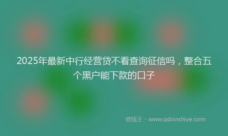 2025年最新中行经营贷不看查询征信吗，整合五个黑户能下款的口子