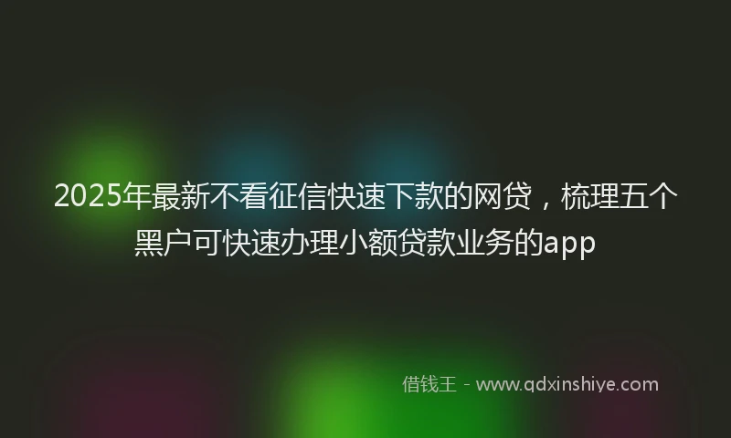 2025年最新不看征信快速下款的网贷，梳理五个黑户可快速办理小额贷款业务的app