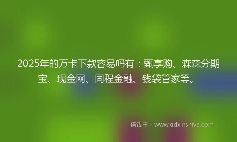 2025年的万卡下款容易吗有：甄享购、森森分期宝、现金网、同程金融、钱袋管家等。