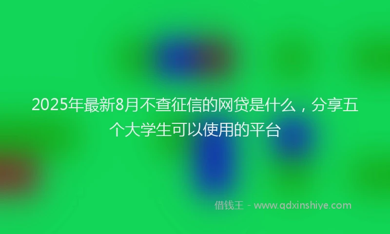 2025年最新8月不查征信的网贷是什么，分享五个大学生可以使用的平台