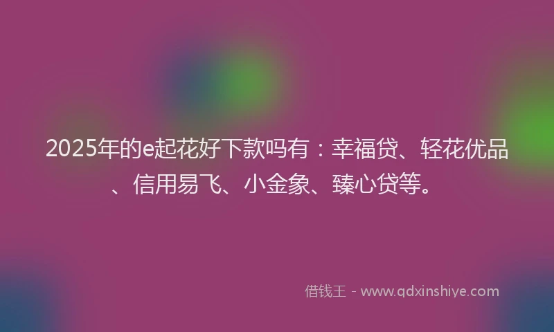 2025年的e起花好下款吗有：幸福贷、轻花优品、信用易飞、小金象、臻心贷等。