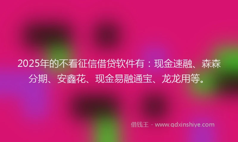 2025年的不看征信借贷软件有：现金速融、森森分期、安鑫花、现金易融通宝、龙龙用等。