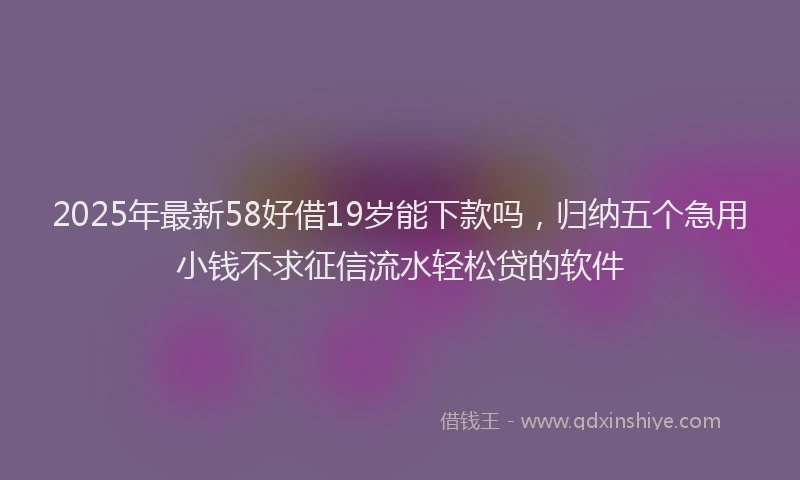 2025年最新58好借19岁能下款吗，归纳五个急用小钱不求征信流水轻松贷的软件