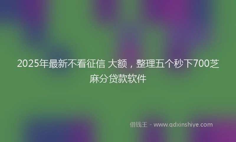 2025年最新不看征信 大额，整理五个秒下700芝麻分贷款软件