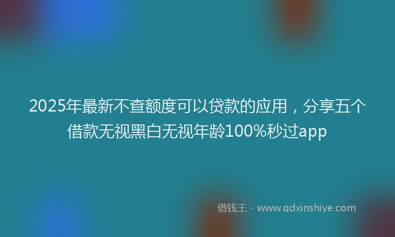 2025年最新不查额度可以贷款的应用，分享五个借款无视黑白无视年龄100%秒过app