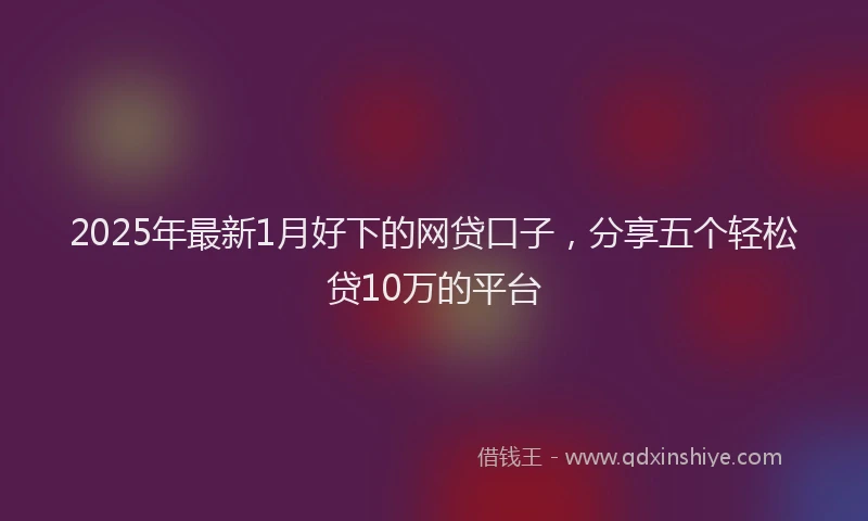 2025年最新1月好下的网贷口子，分享五个轻松贷10万的平台