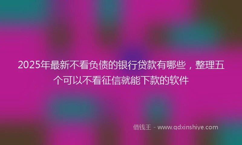 2025年最新不看负债的银行贷款有哪些，整理五个可以不看征信就能下款的软件