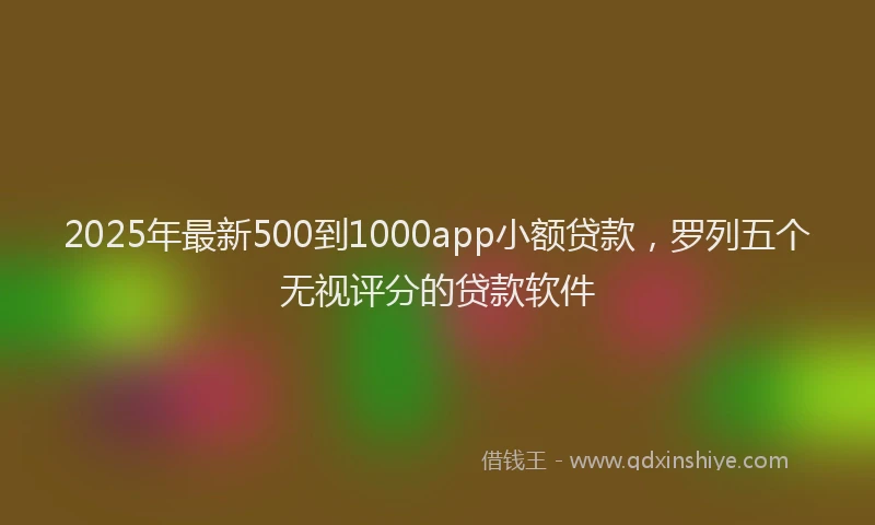 2025年最新500到1000app小额贷款，罗列五个无视评分的贷款软件