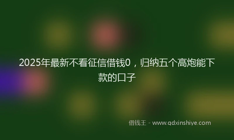 2025年最新不看征信借钱0，归纳五个高炮能下款的口子