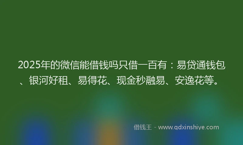 2025年的微信能借钱吗只借一百有：易贷通钱包、银河好租、易得花、现金秒融易、安逸花等。