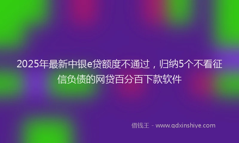 2025年最新中银e贷额度不通过，归纳5个不看征信负债的网贷百分百下款软件