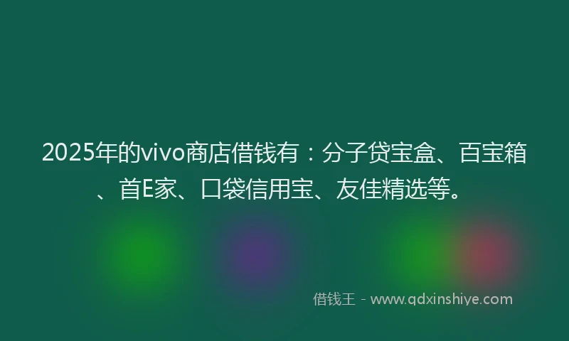 2025年的vivo商店借钱有：分子贷宝盒、百宝箱、首E家、口袋信用宝、友佳精选等。