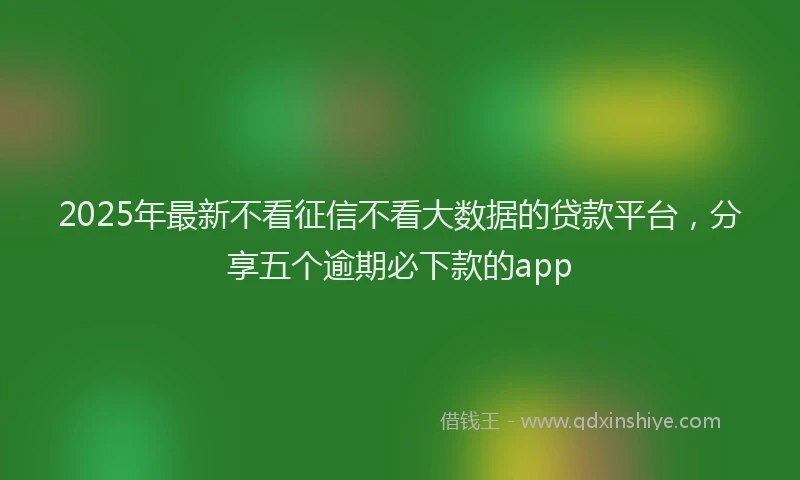 2025年最新不看征信不看大数据的贷款平台，分享五个逾期必下款的app