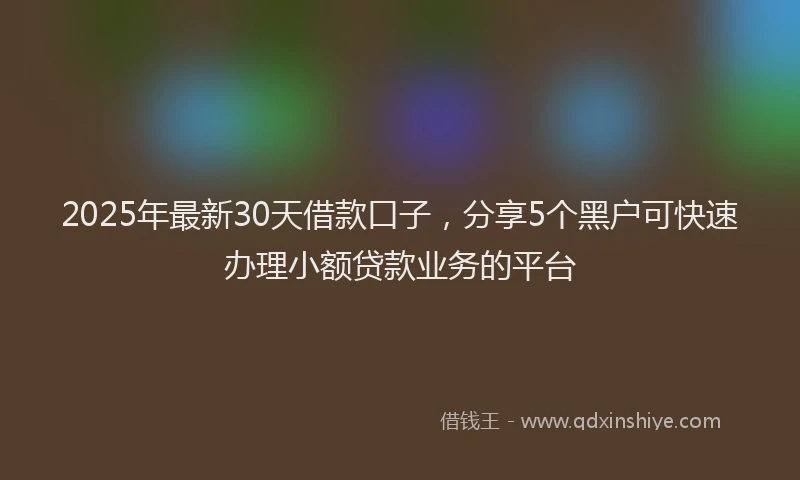 2025年最新30天借款口子，分享5个黑户可快速办理小额贷款业务的平台