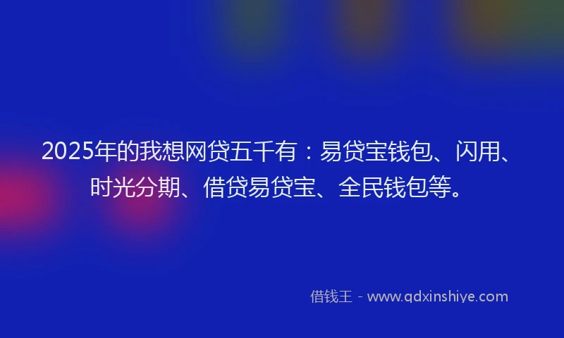 2025年的我想网贷五千有：易贷宝钱包、闪用、时光分期、借贷易贷宝、全民钱包等。