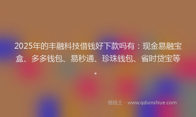 2025年的丰融科技借钱好下款吗有：现金易融宝盒、多多钱包、易秒通、珍珠钱包、省时贷宝等。