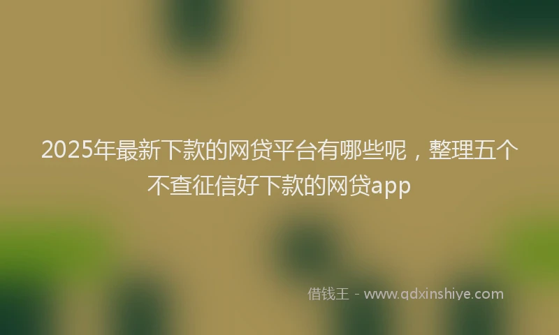 2025年最新下款的网贷平台有哪些呢，整理五个不查征信好下款的网贷app