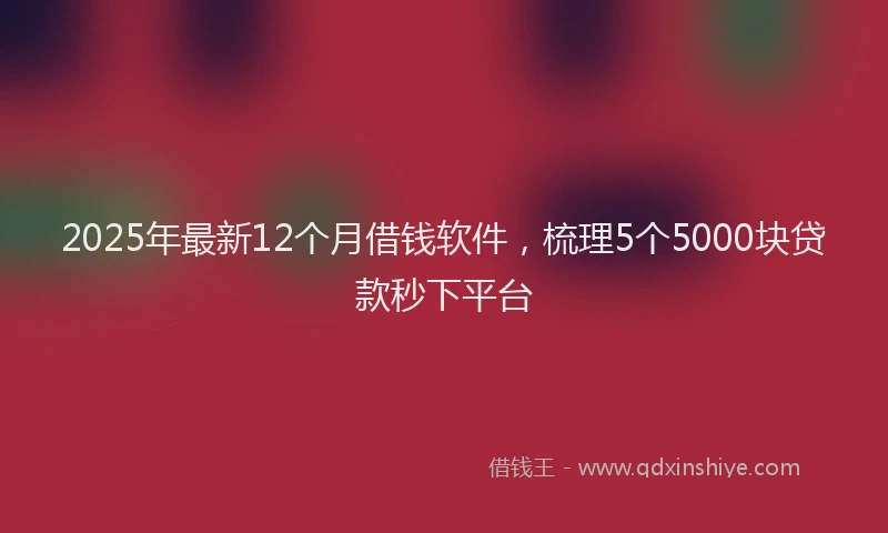 2025年最新12个月借钱软件，梳理5个5000块贷款秒下平台