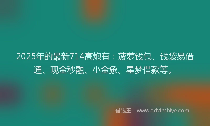 2025年的最新714高炮有：菠萝钱包、钱袋易借通、现金秒融、小金象、星梦借款等。