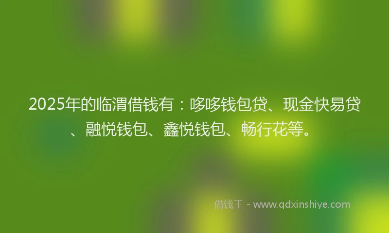 2025年的临渭借钱有：哆哆钱包贷、现金快易贷、融悦钱包、鑫悦钱包、畅行花等。