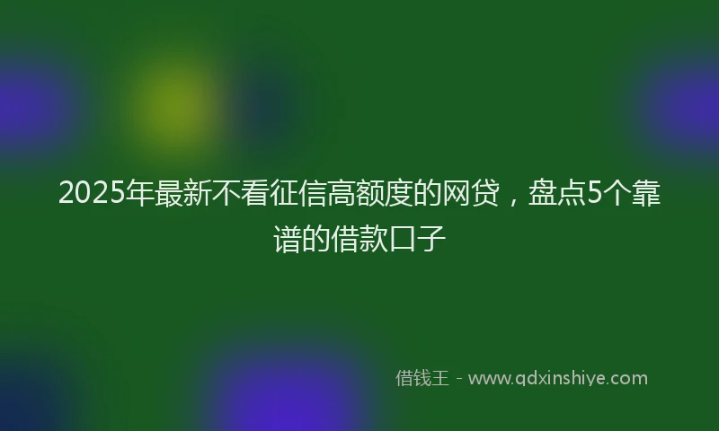2025年最新不看征信高额度的网贷，盘点5个靠谱的借款口子